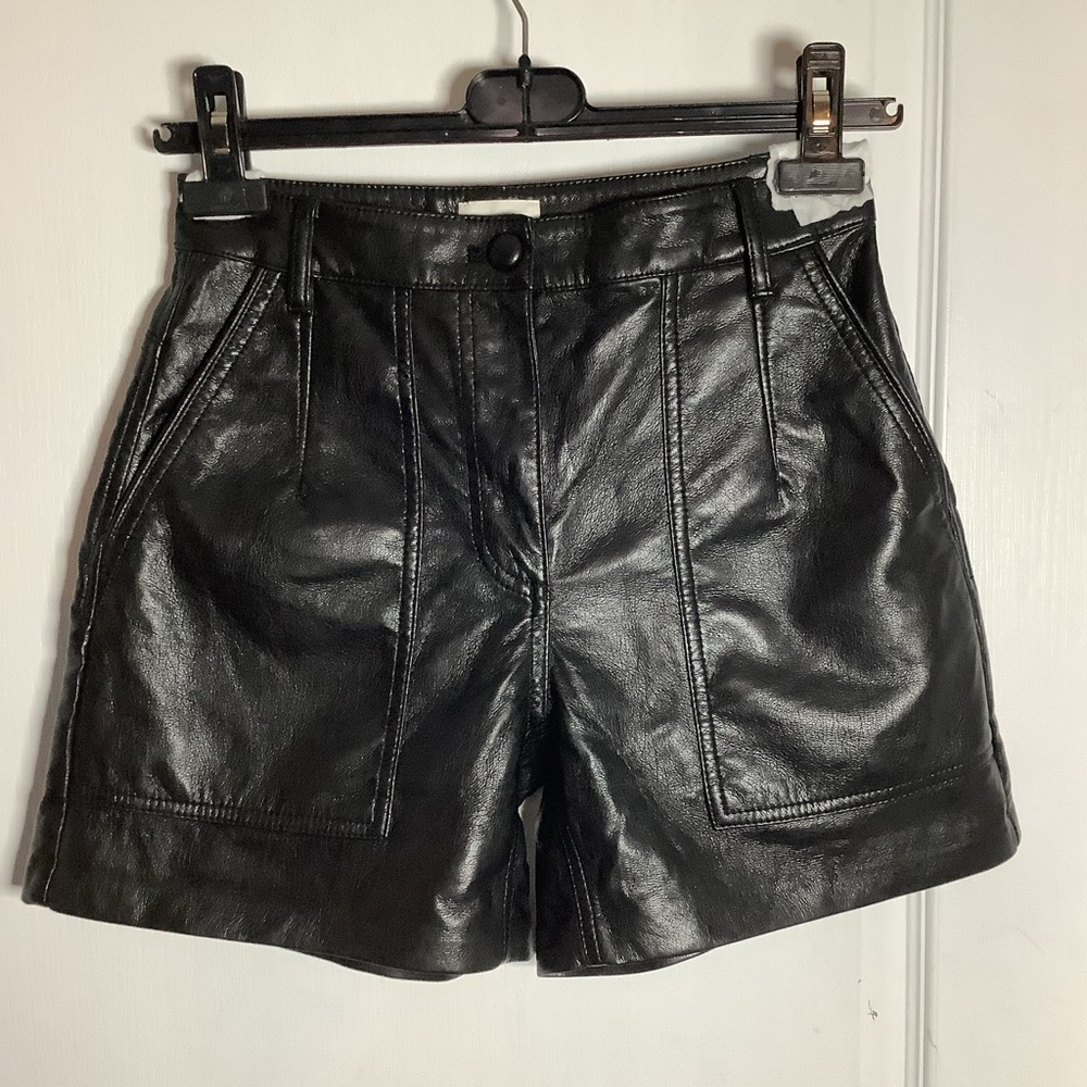 Wilfred High Waist Black Faux Leather Shorts